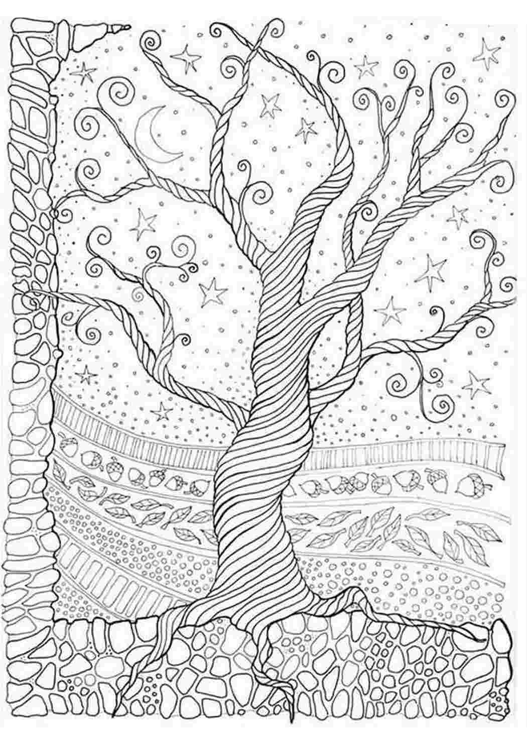 Раскраска антистресс дерево