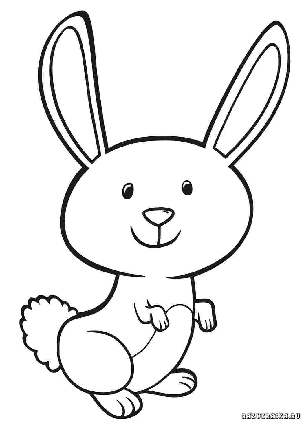 Раскраска заяц для детей 2-3 лет