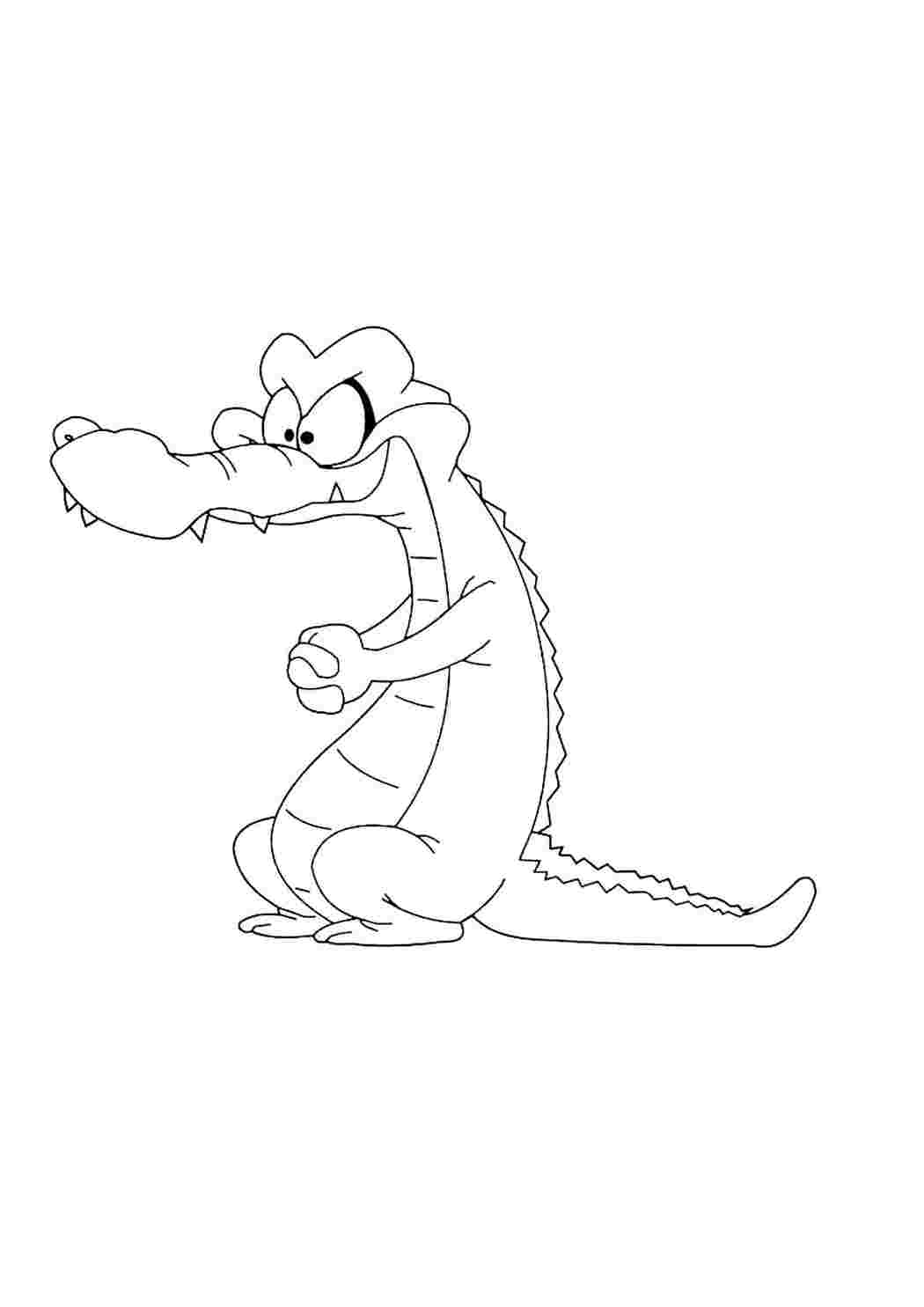 Крокодил раскраска для детей мультяшный