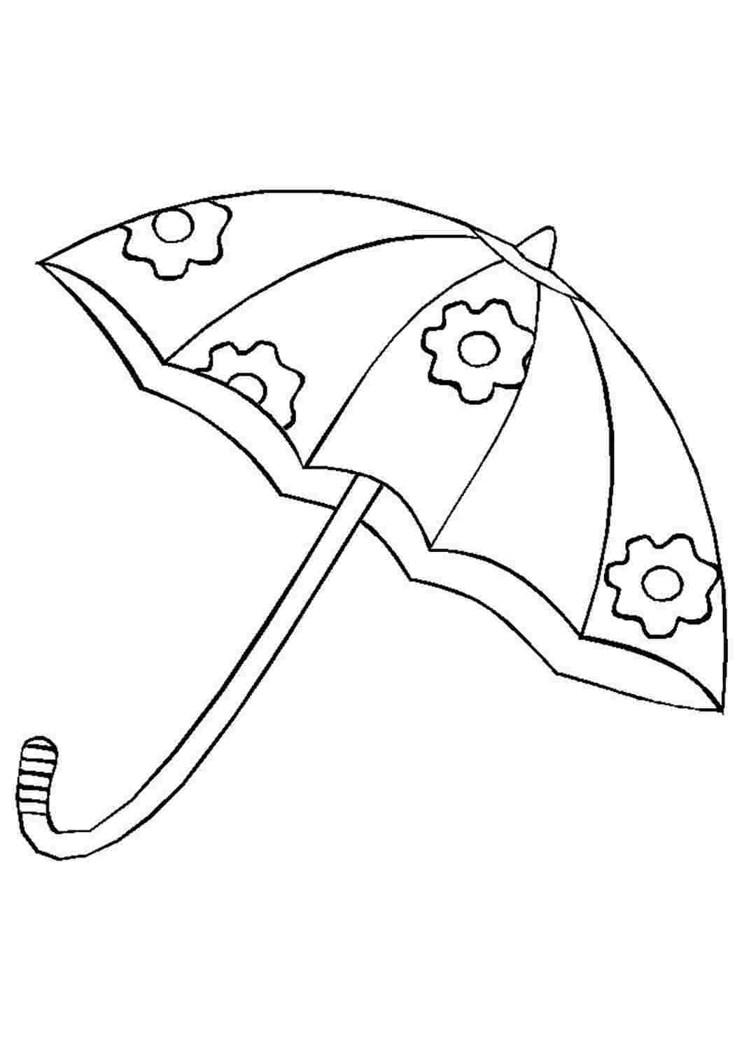 Зонтик контурный рисунок