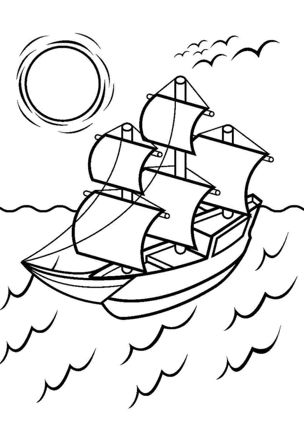 Детские рисунки корабль в море