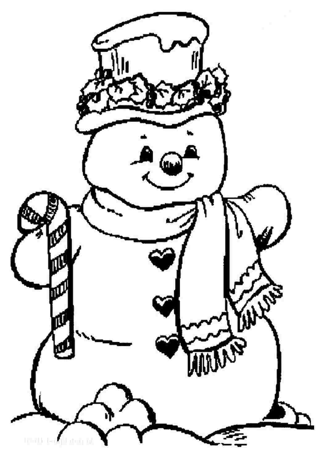 С новым годом раскраска Снеговик