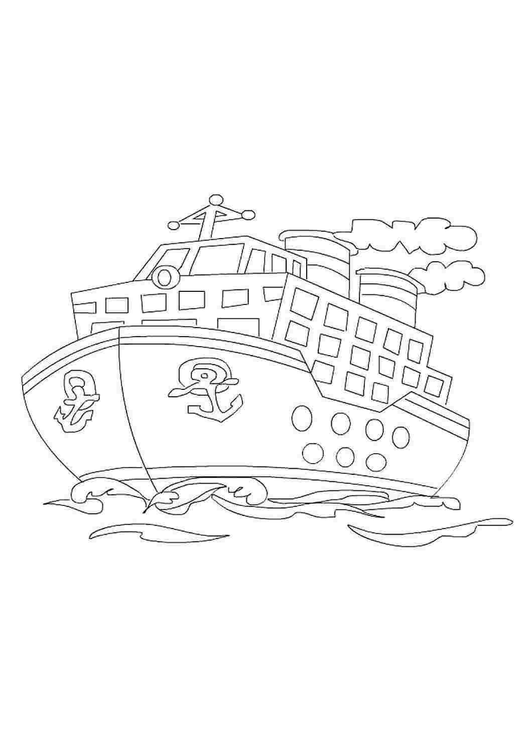 Рисунок раскраска пароход