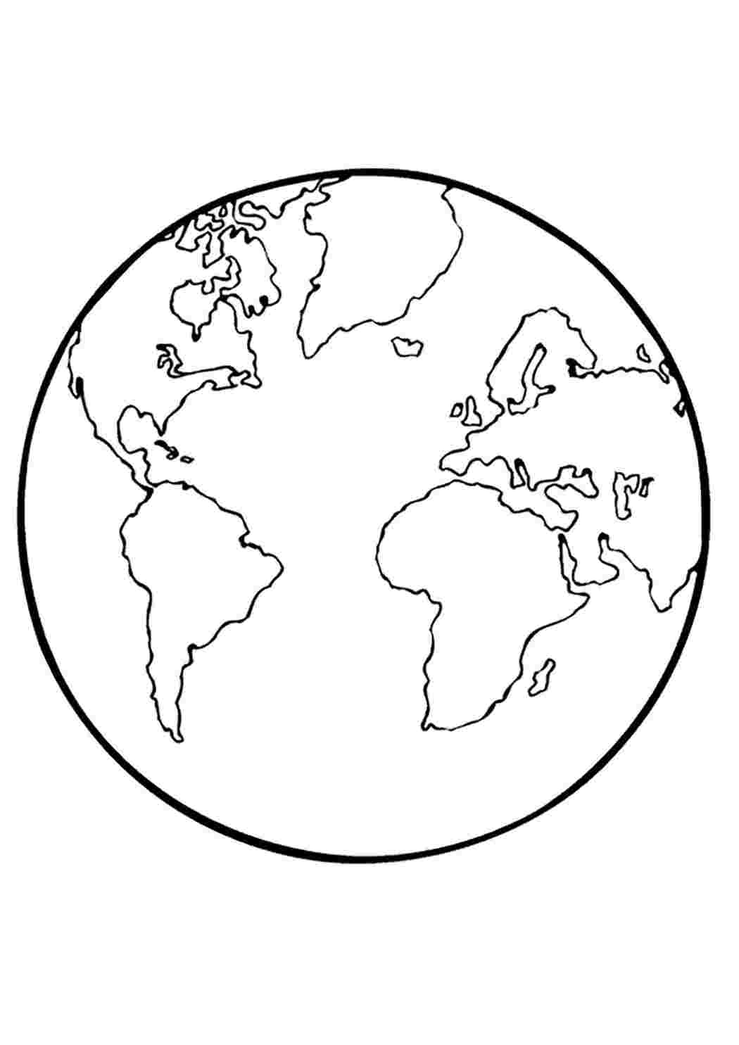 Земной шар рисунок для детей раскраска